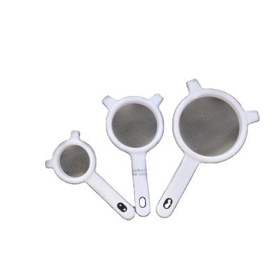 China Sustainable Hot Sales 3 Pieces Set Plastic Bakeware Handle Strainer Filter for sale