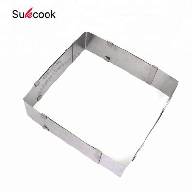 China High Quality Stainless Steel Cake Decor Sustainable Mousse Ring Square Adjustable Ring for sale