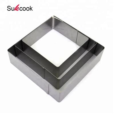 China Sustainable Kitchen 3 Pieces Stainless Steel Bakeware Tools Square Ring Set for sale