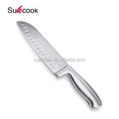 China 7 inch durable high quality stainless steel hallow to handle cutting santoku knife for sale