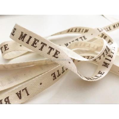 China Custom printed ribbon eco-friendly sustainable 100% natural cotton for sale