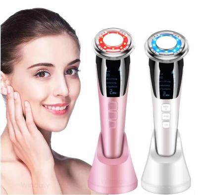 China MAX8.5W 5 in 1 EMS Hot Cool Sonic Vibration Facial Therapy Wrinkle Removal Skin Tightening Face Care Beauty Device for sale