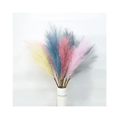 China Custom colorful hot sale beautiful fluffy hand dyed wedding decor bright colors pampas dogtail artificial grass for sale