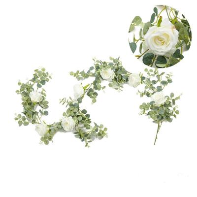 China Artificial Flower Rose Garland Artificial Rose Rattan For Wholesale Cheap Decoration Events Wedding Party Home Garland Decoration for sale