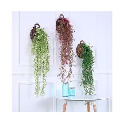 China Coastal wall decoration living room willow gold bell simulation green plant wall hanging vine rattan indoor plant for sale