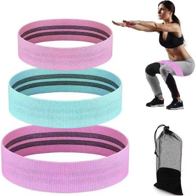 China Wholesale Logo Body Fit Yoga Gym Exercise Fitness Custom Elastic Non Slip Fabric Booty Resistance Hip Band Set for sale