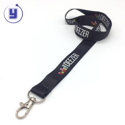 China Custom Pretty Logo Nickel Free And Comfortable Polyester Sublimation Printing Black Lanyard for sale