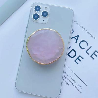 China 2021 Adjustable Hot Selling Popular Agate Stone Phone Holder Mobile Phone Grip Gemstone Mobile Phone Holder Accessory for sale