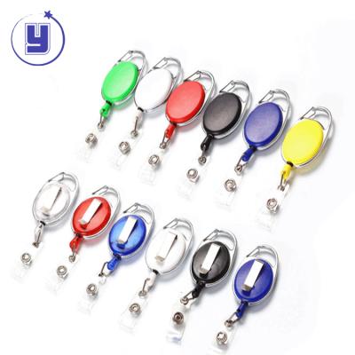 China ID Card Badge Attendance Customized Logo Retractable Carabiner Badge Holder Reel Clip for sale