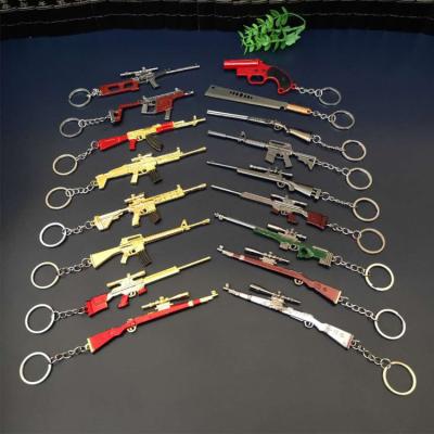 China Fashional Souvenir Gifts Eat Chicken Game Weapon Model 98K Peripheral Sniper Rifle Metal Key Ring Pendant for sale