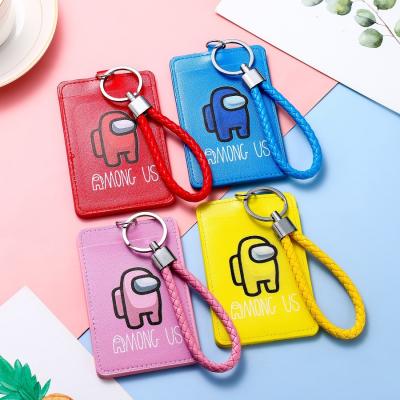 China 2021 Hot Fashion Kids Among Us Game Personalized Leather Wallet Designer Plain PU ID Card Holder Keychains for sale