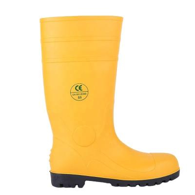 China Custom Work Man Green Yellow White Yellow Waterproof Lightweight Steel Toe Rubber Gum Pvc Rain Boots for sale