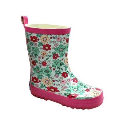 China Fashion Trend Flower Pattern Kids Rain Boots Cute Wellingtons Waterproof Rubber Kids Rubber Boot Kids Cheap Rain Boots For Child for sale