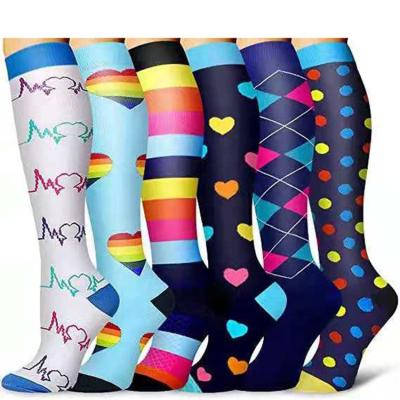 China Breathable Factory Wholesale Custom Logo Label Sports Medical Football Nurse Knee High Compression Running Riding Socks for sale