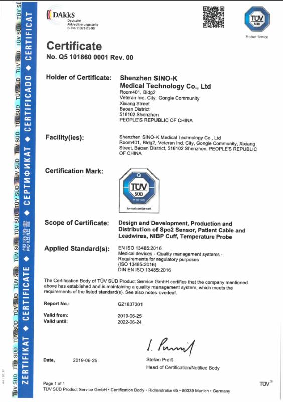 ISO13485 - Shenzhen Sino-K Medical Technology Co.,ltd