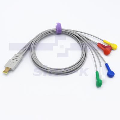 China Compatible TPU Schiller MT-101 / MT-102 Holter ECG Cable 6leads Snap for sale