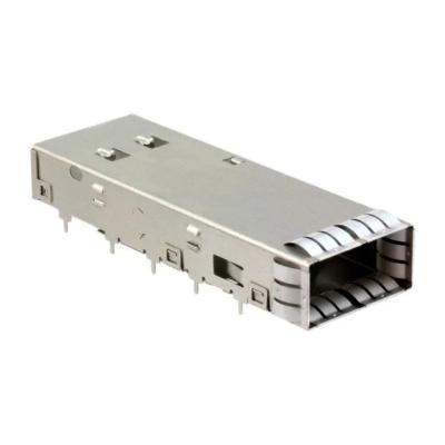 China 2110487-1 1x1 Port QSFP+ Cage Connector Solder EMI Shielded Nickel Silver Material for sale