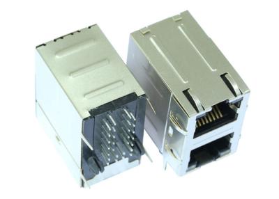 China RJSAE-538A-02 2X1 Stacked Rj45 With LED Ethernet Shield Connector LPJE1063A4NL for sale