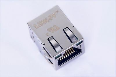 China Tab Up Magnetic RJ45 Jack , Single Port Stacked RJ45 PCB Connector 0817-1G1T-21-F for sale