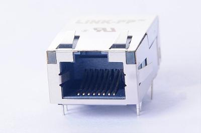 China Shielded RoHS Magnetic RJ45 Jack PoE+ 1X1 Tab Up With OG/Y LEDs 0838-1X1T-W6 for sale