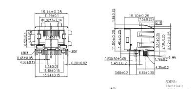 Chine Connecteur protégé du Bas-profil RJ45 de XMK-9758-8813-S0L1-H LED LPJE169AENL à vendre