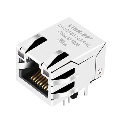 Cina 6605814-6 il RJ45 a fibra ottica Jack magnetico/attraverso il foro RJ-45 solleva la Linguetta-su con il crick in vendita