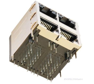 China XFVOIP5E-STKVDxu4-4  2x2 POE Stacked Rj45 Combo Dual Rows LED LPJ27312A43NL for sale