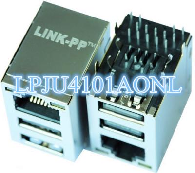 China XRJB-S-1-86-Z-K6-202 RJ45 Dual USB Connector LPJU4101AONL for sale