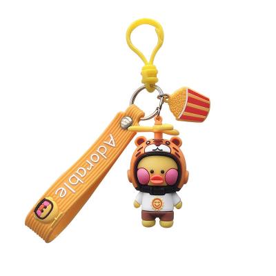 China Custom Funny Cute Rubber Duck 3d Silicone Decoration Gift 2022 Cartoon Charm Chain Key OEM for sale