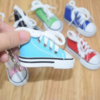 China Plush Popit Mini Canvas Shoe Charm Bulk White Pink Key Chain Shoes Keychains Wholesale 3d Charms Ring For Women for sale