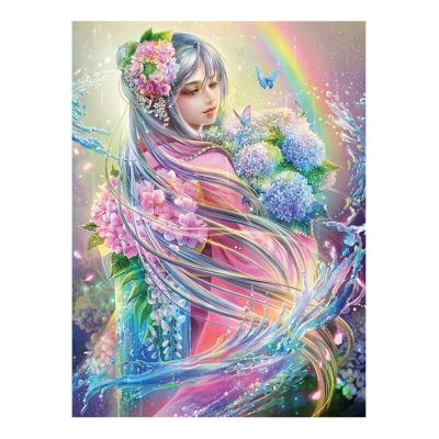 China Japan Style Diamond Painting Poured Glue Beautiful Bridesmaid Butterfly Rainbow Water Square Full Drill Mosaic Craft Picture ASF1018 for sale