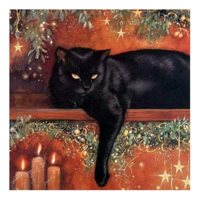 China Ever modern home decor 3F349 of the moment DIY Diamond Embroidery Black Cat Christmas for sale