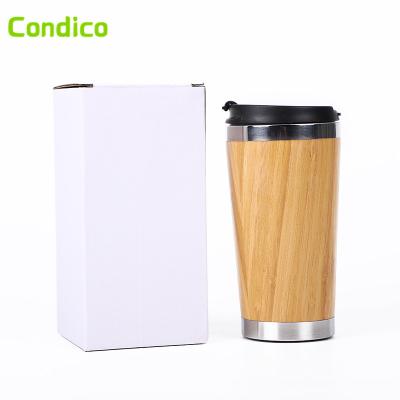 China PORTABLE Wholesale Bamboo Double Wall Coffee Mug Logo Printed Travel Coffee Cup Custom Reusable With Lid for sale