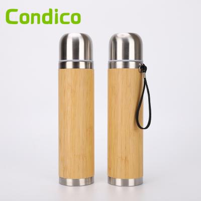 China 2021 Customs PORTABLE Bamboo Insulated Coffee Mug Stainless Steel Surround Metal Travel Bamboo Mugs for sale