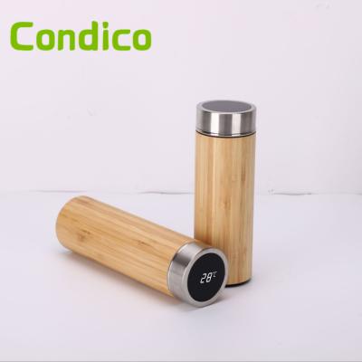 China 500ml Stainless Steel Water Cup Bottle Termos PORTABLE Travel Smart Bamboo Mug Digital Insulated Thermos Vacuum Flask for sale