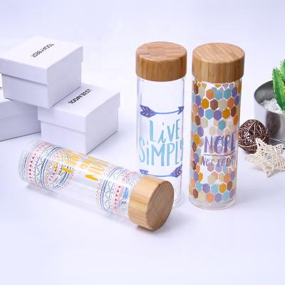 China Borosilicate Minimalist Wholesale Thermos Bottle 500ml Glass Water Bottle Tea Cup Drinking Mug With Bamboo Lid for sale