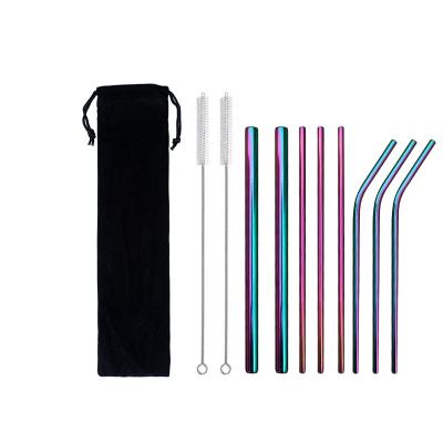 China Wholesale Custom Viable Metal Straws Reusable Colorful Logo 304 Stainless Steel Drinking Straws for sale