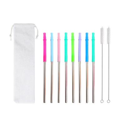 China OEM Viable Logo Stainless Steel Drinking Straws Custom Made Reusable Colorful Environmentally Friendly Straw Set for sale