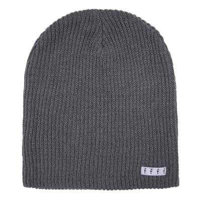 China COMMON Custom Black Winter Daily Gray Logo Ribbed Beanie Knitted Skull Cap With Label for sale