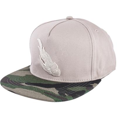 China JOINT Hip Hop Men's Wholesale 3D Embroidery Front Baseball Snapback Beige Hat With Camouflage Pattern Brim for sale