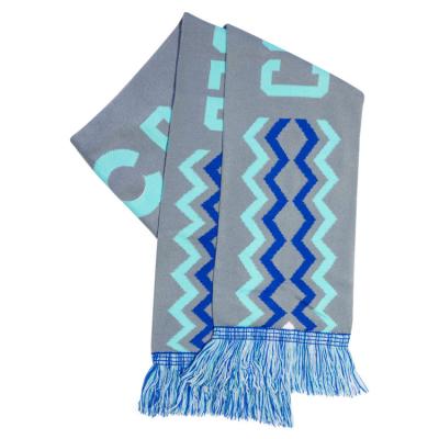 China Wholesale High Quality Fashion OEM Promotion 100% Acrylic Custom Jacquard Knitted Scarf With Logo for sale