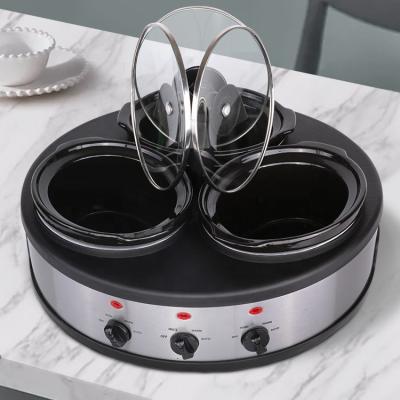 China 3in1 Hotel Cooking Dipper Triple Individual Control System Slow Heat Cooker Buffet Warmer for sale