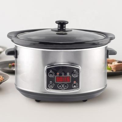 China Household Lowest Price Stainless Steel Inline Slow Cooker With Timer Digital Panel Glass Lid for sale