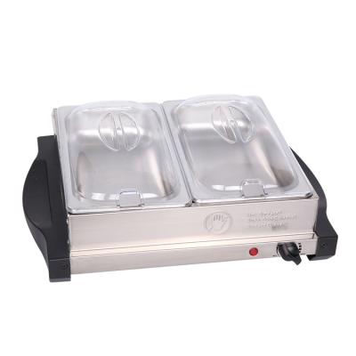 China Professional 2 Tray Removable Inserts Hot Plate Food Warmer Buffet Heating Server BSW2X20 for sale