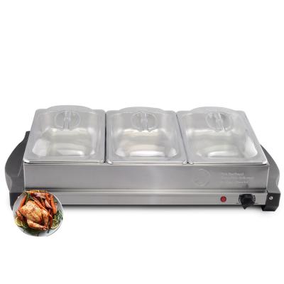 China Hotel Professional Parties Hot Plate Stainless Steel Chafing Dishes 3 Buffet Food Warmer for sale