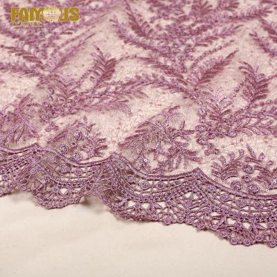 China Other design plain embroidery african lace fabric with shiny sequins for party dress for sale