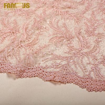 China Other design high quality plain embroidery lace fabric with shiny sequins for women dress for sale