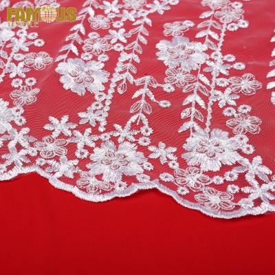 China Durable high quality design plain embroidery lace fabric with clear sequins for women dress for sale