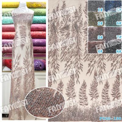 China Other African Design Shiny Sequins Sugar Sparkle With Beads Lace Up Fabric Embroidery For Dress Dress for sale