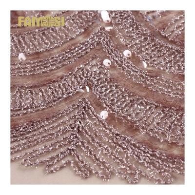 China Other Wholesale Special Rope With Sequin Fabric By The Yard Embroidery Tulle Wedding Dress Lace Fabric for sale